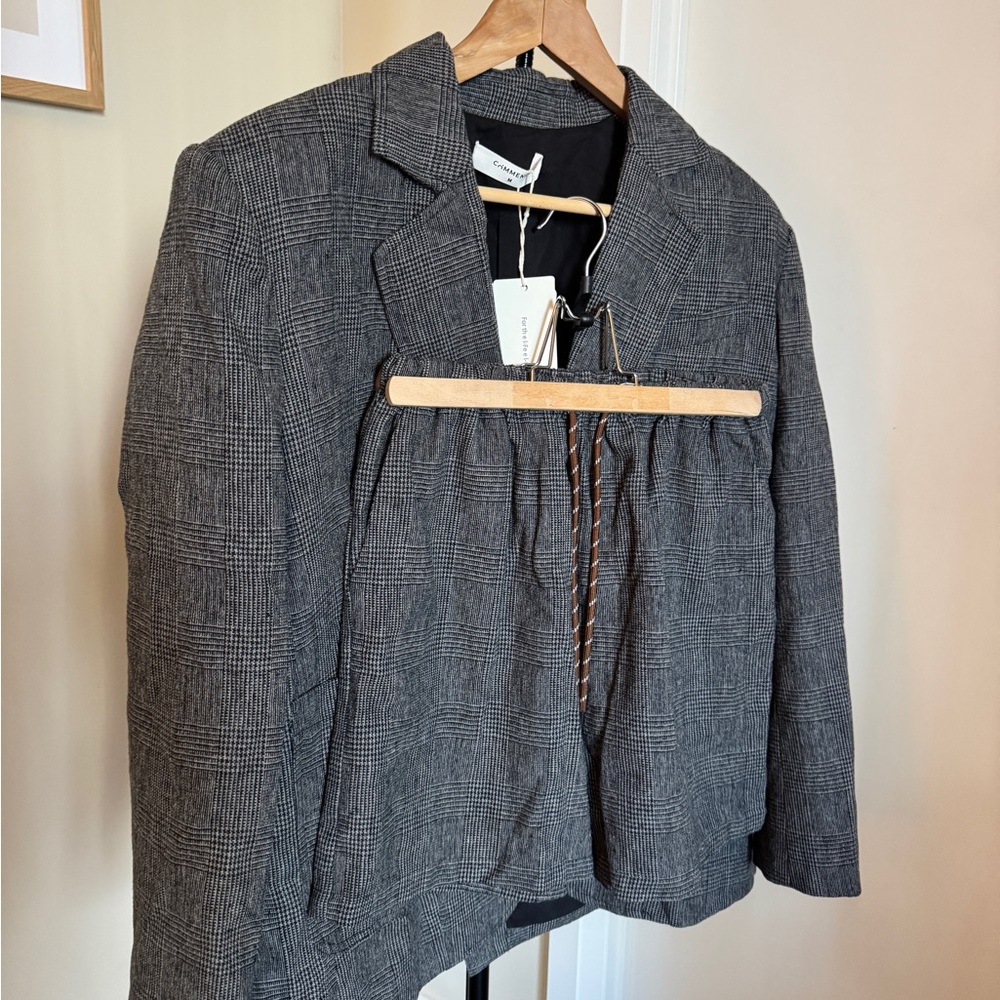 Grey Blazer + Shorts Set